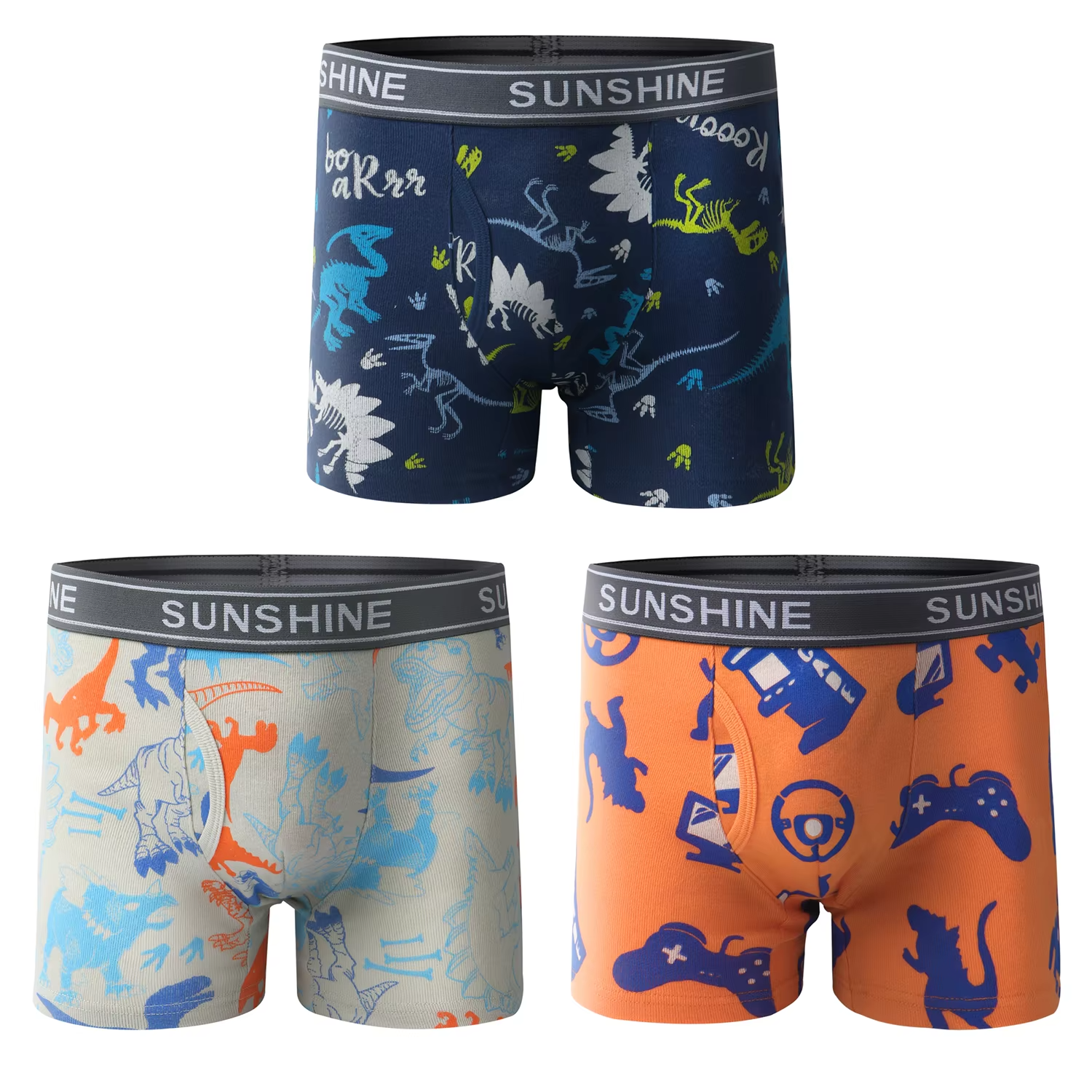 Wholesale/ODM/OEM Knit Fabric Cute Pattern Cartoon Boy Cotton Boxer  (3-Pack)