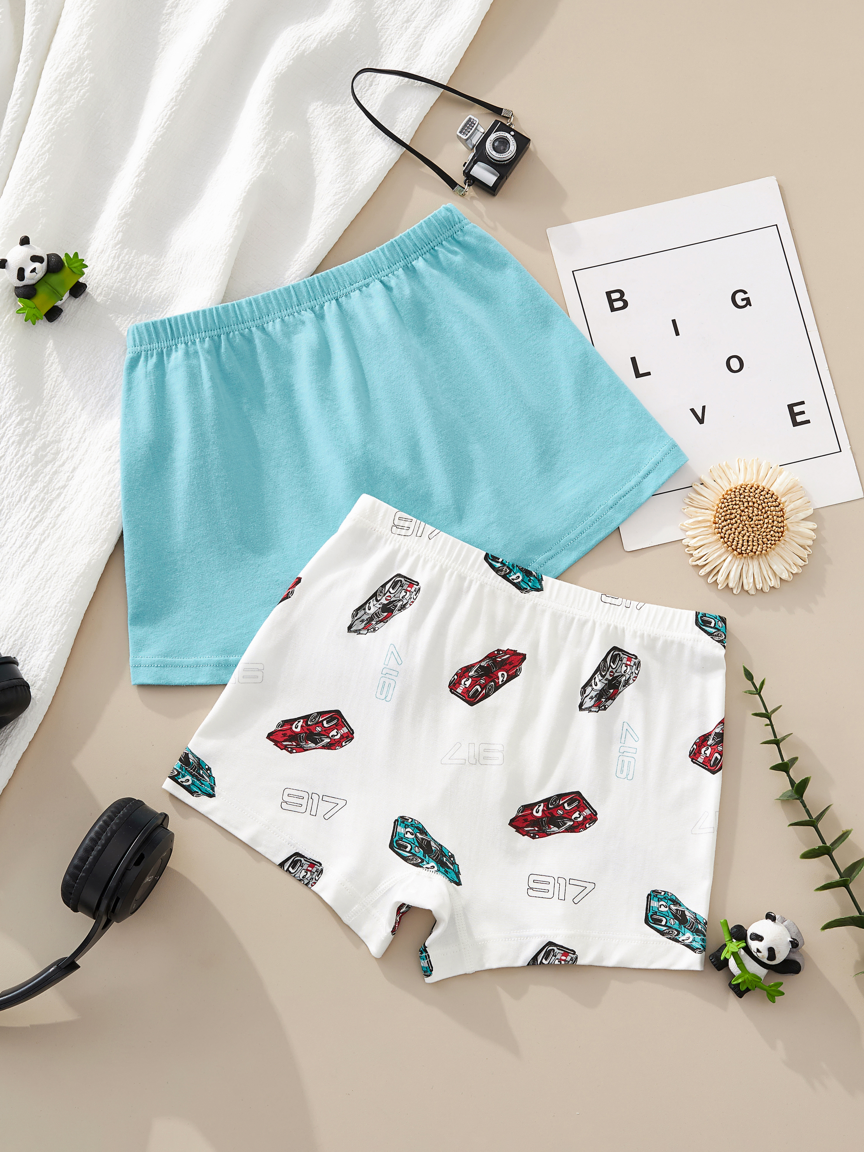 Boys' Cartoon Car Boxer Shorts Set