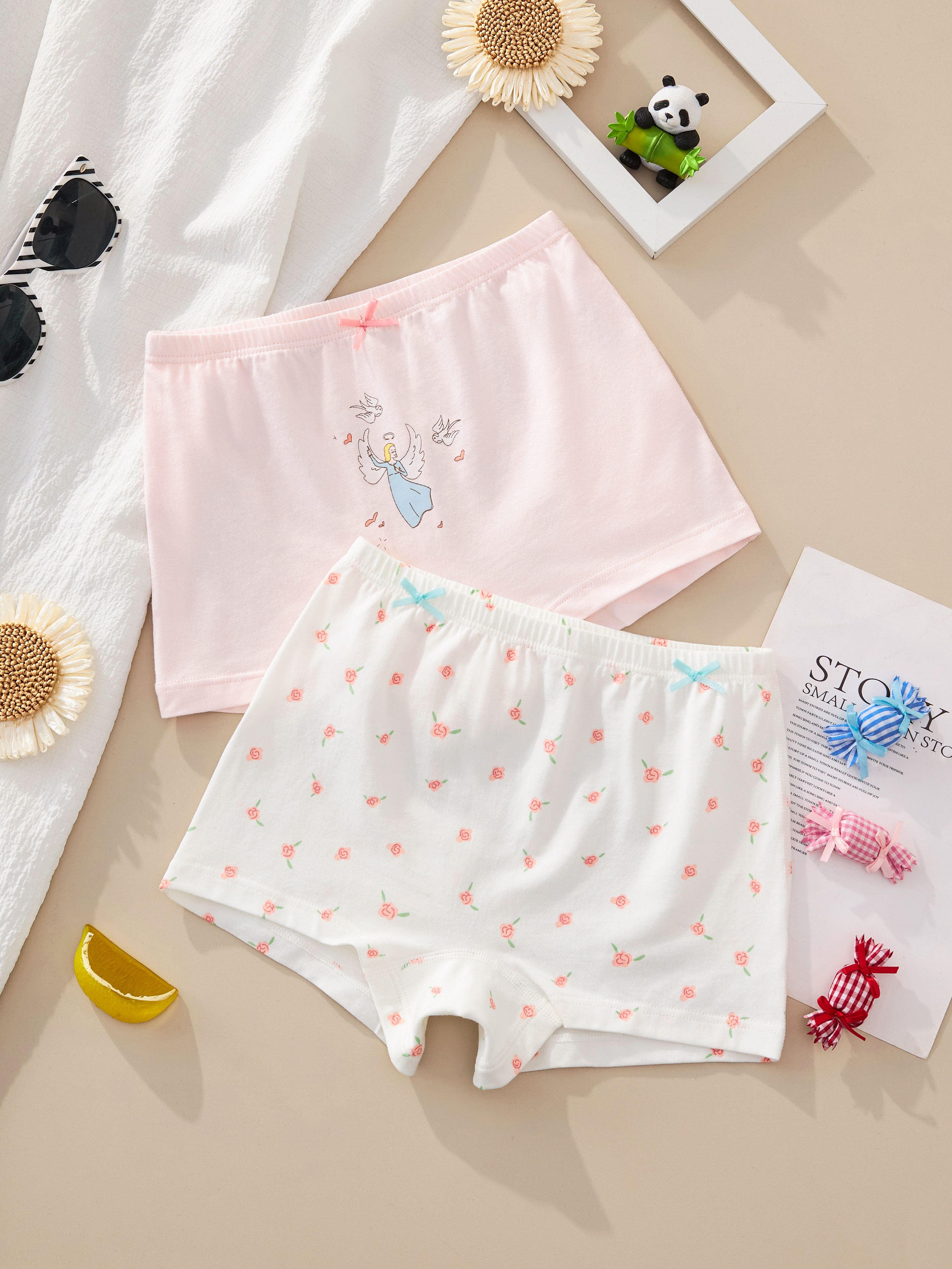 Girls’ Cotton Boxer Shorts - 2 Pack