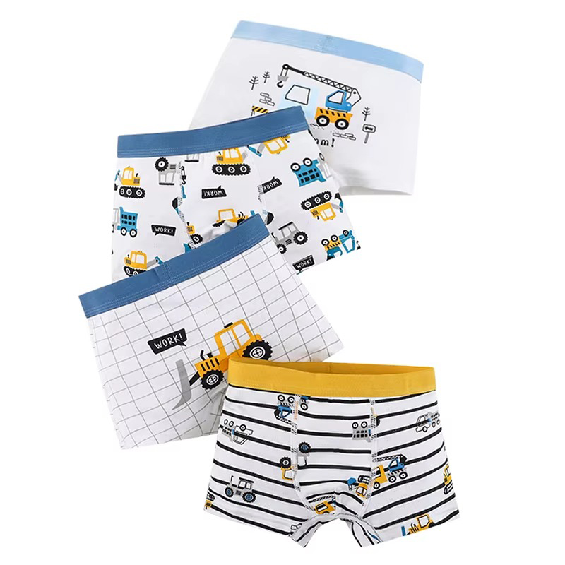 Boys' Construction Vehicle Print Boxer Briefs (4-Pack)