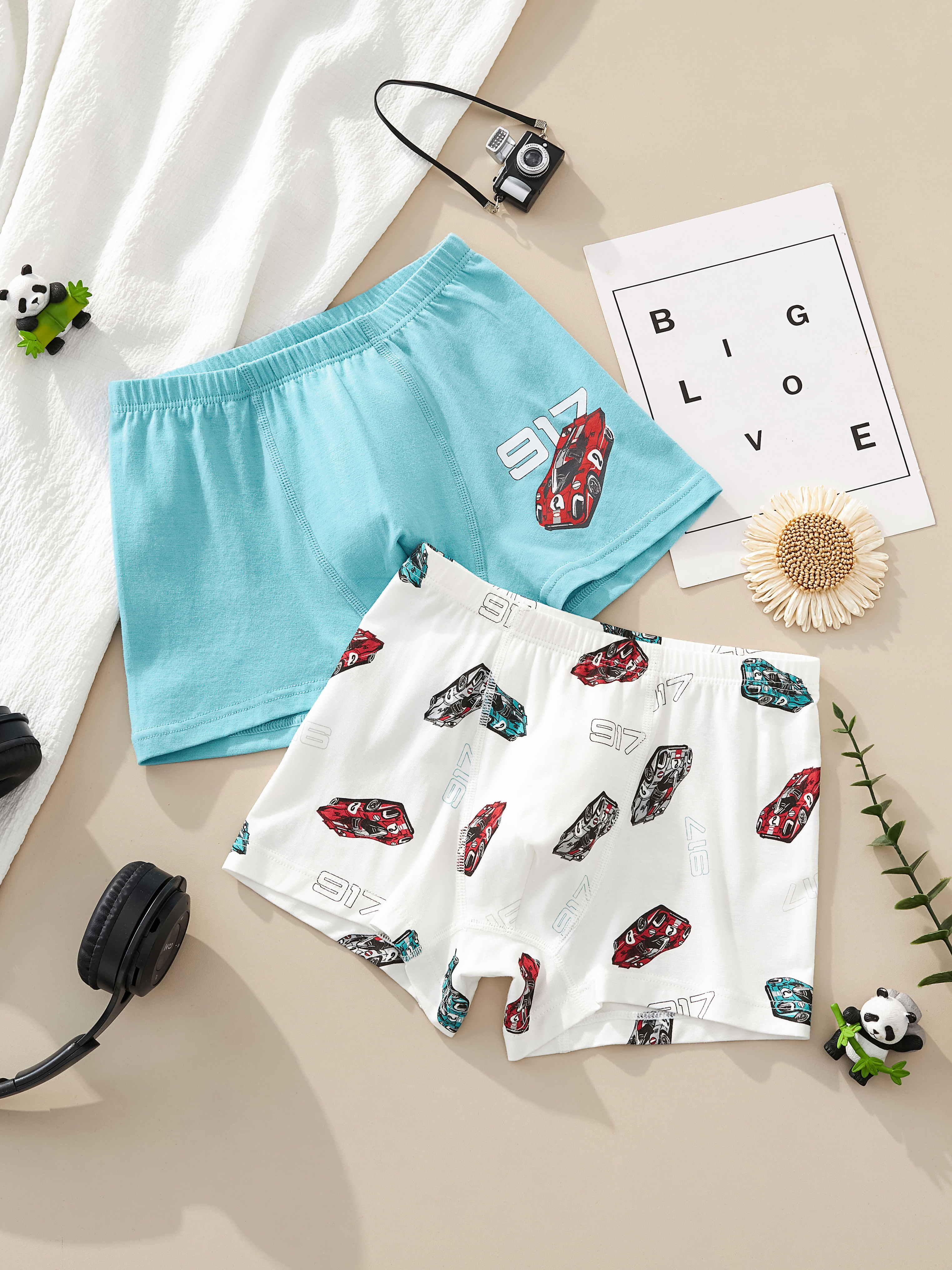 Boys' Cartoon Car Boxer Shorts Set