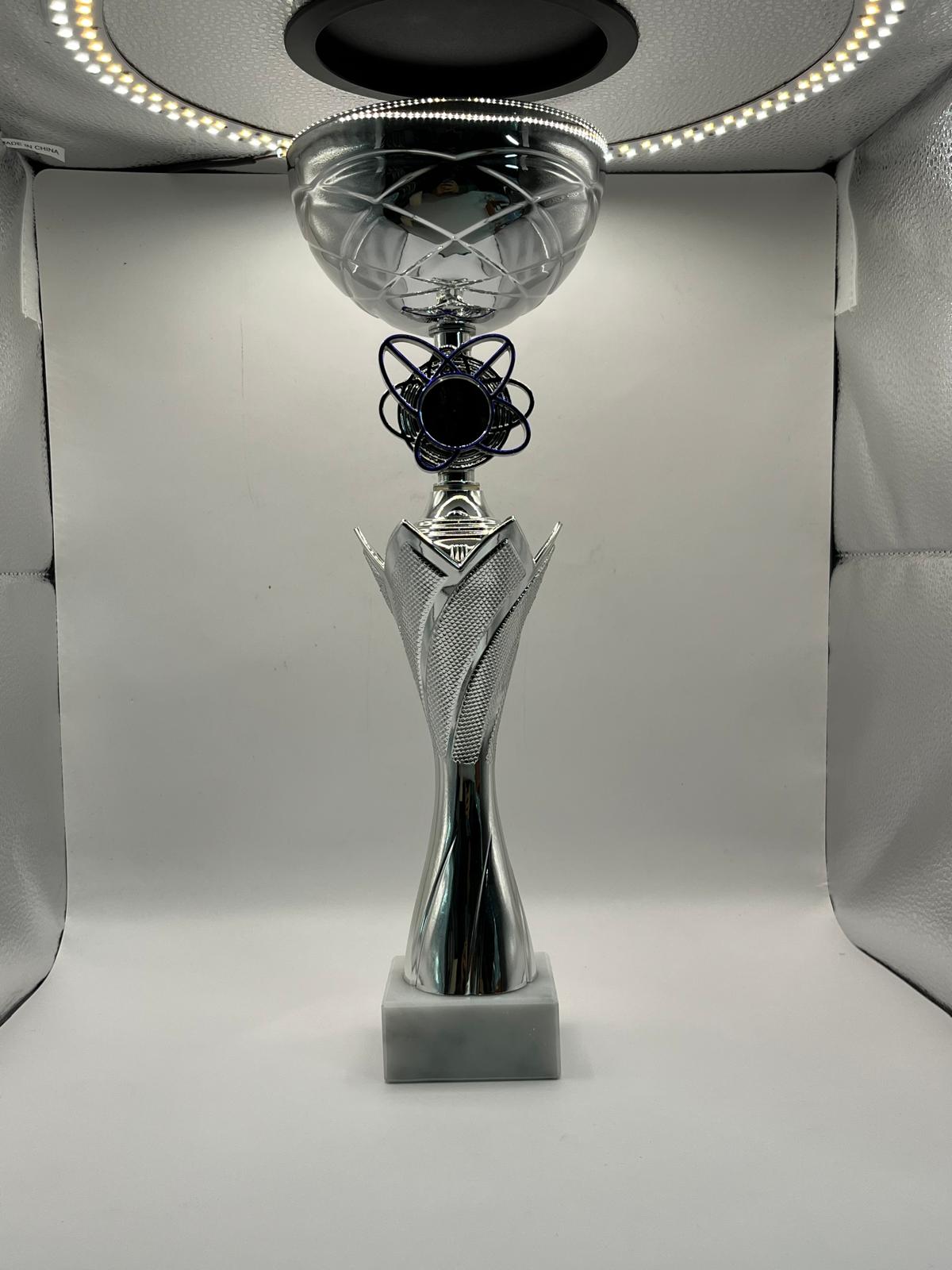 Trofeo plateado con detalles