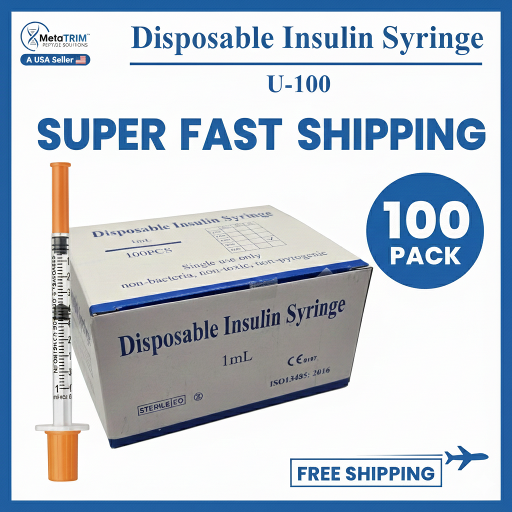 Box of 100 1ml U-100 Syringes 31 Gauge 1/4 Inches (6mm) 