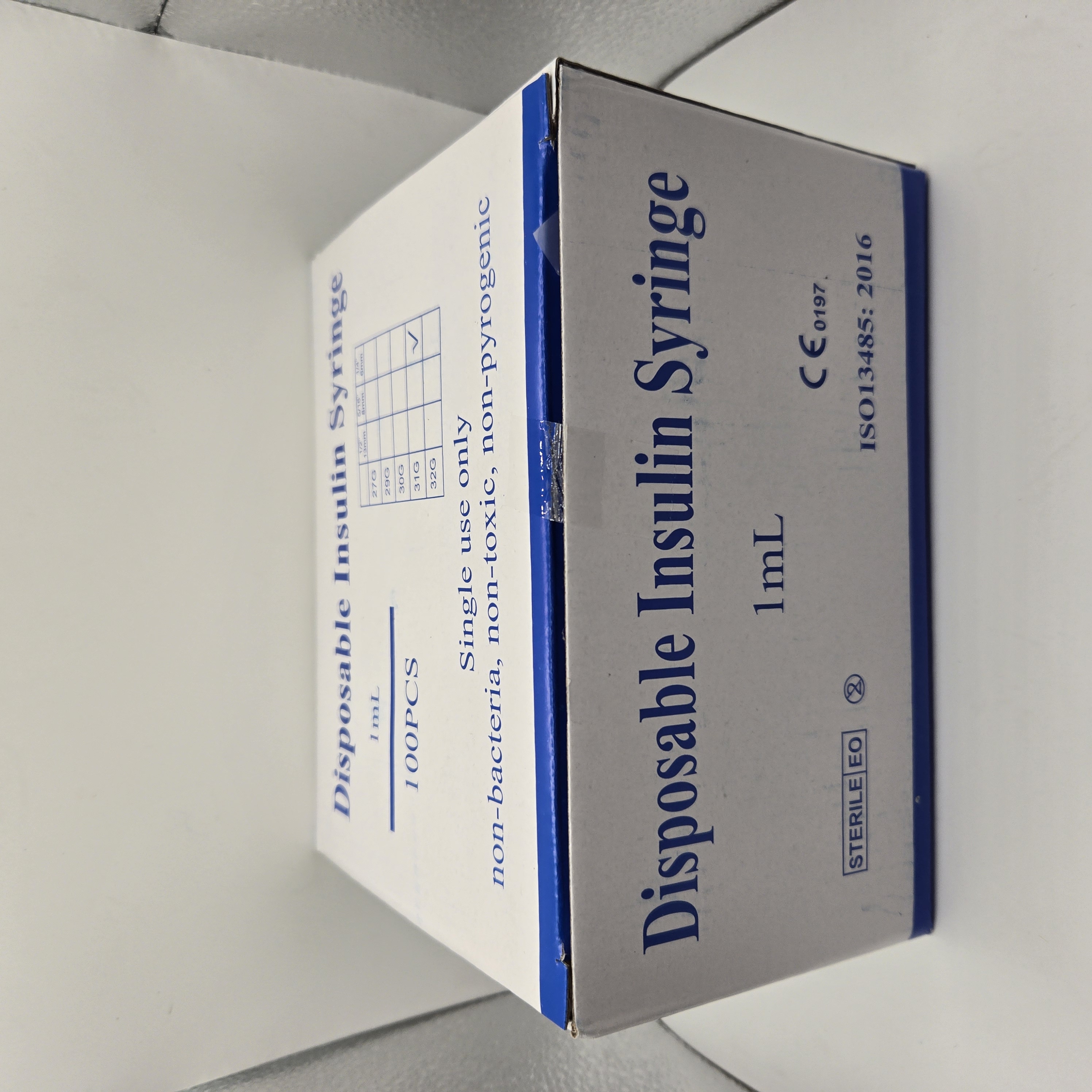 Box of 100 1ml U-100 Syringes 31 Gauge 1/4 Inches (6mm) 