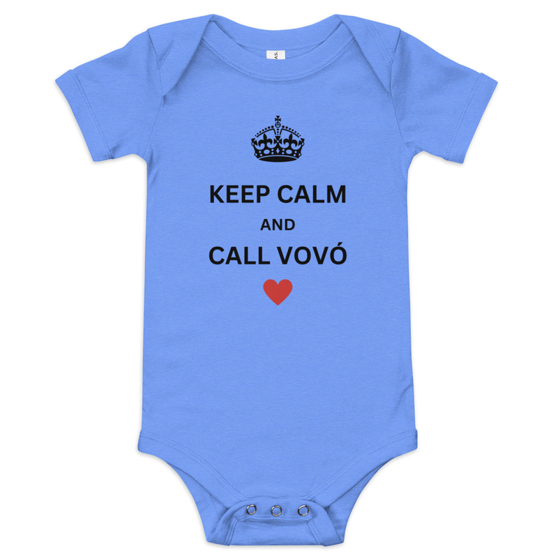 Keep Calm and Call Vovo Brazilian Grandma Short Sleeve Baby Onesie
