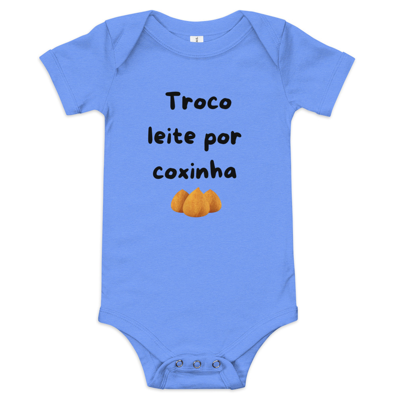Troco Leite por Coxinha Funny Brazilian Baby Short Sleeve Onesie