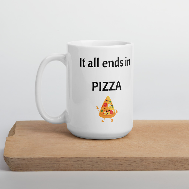 It All Ends in Pizza Brazilian Funny Coffee Mug