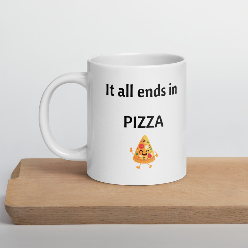 It All Ends in Pizza Brazilian Funny Coffee Mug