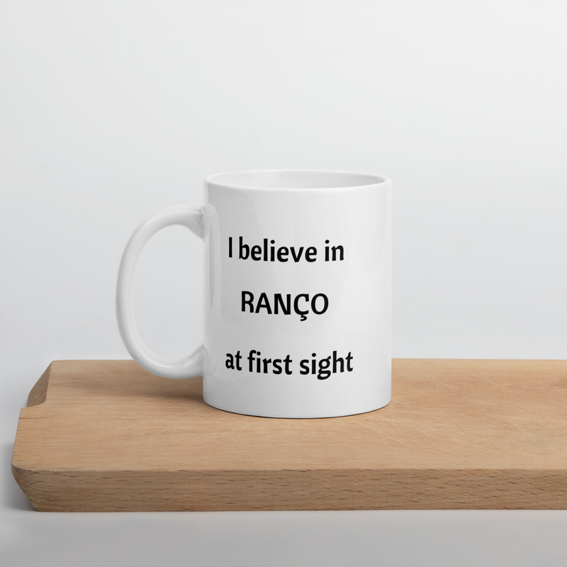 I believe in Ranço at first sight Funny Brazilian White glossy mug