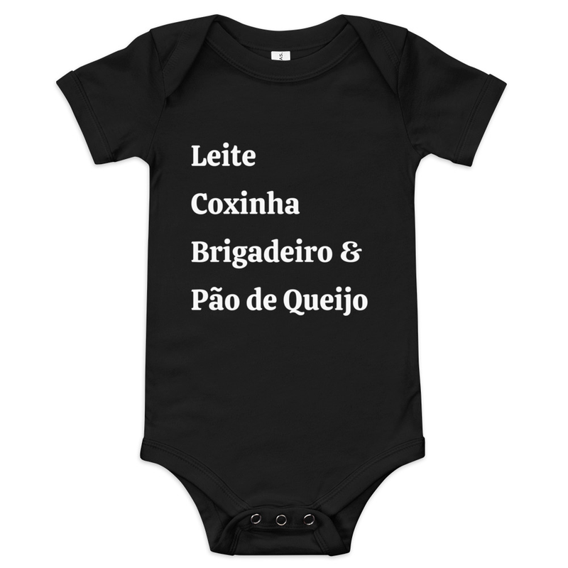 Leite, Coxinha, Brigadeiro & Pao de Queijo Brazilian Baby short sleeve bodysuit