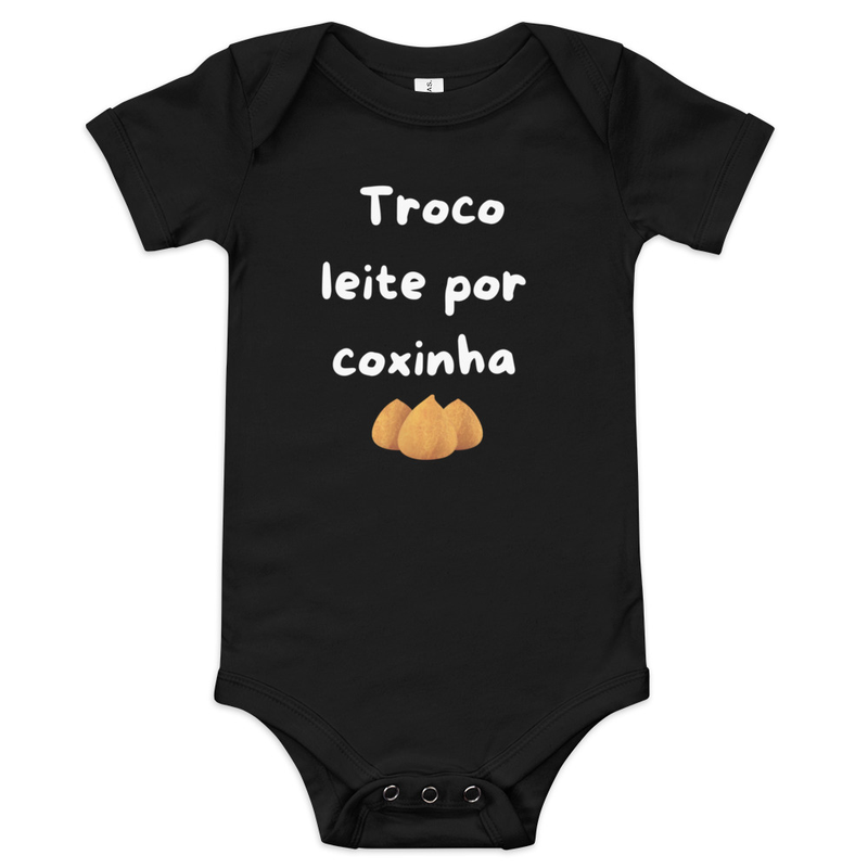 Troco Leite por Coxinha Funny Brazilian Baby Short Sleeve Onesie