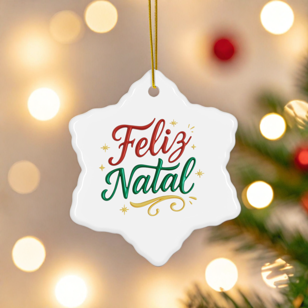 Feliz Natal Brazilian/Portuguese Ceramic ornament