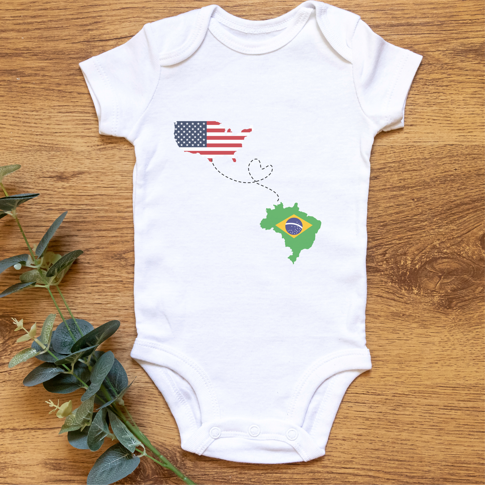 Brazil USA Flags Baby short sleeve one piece
