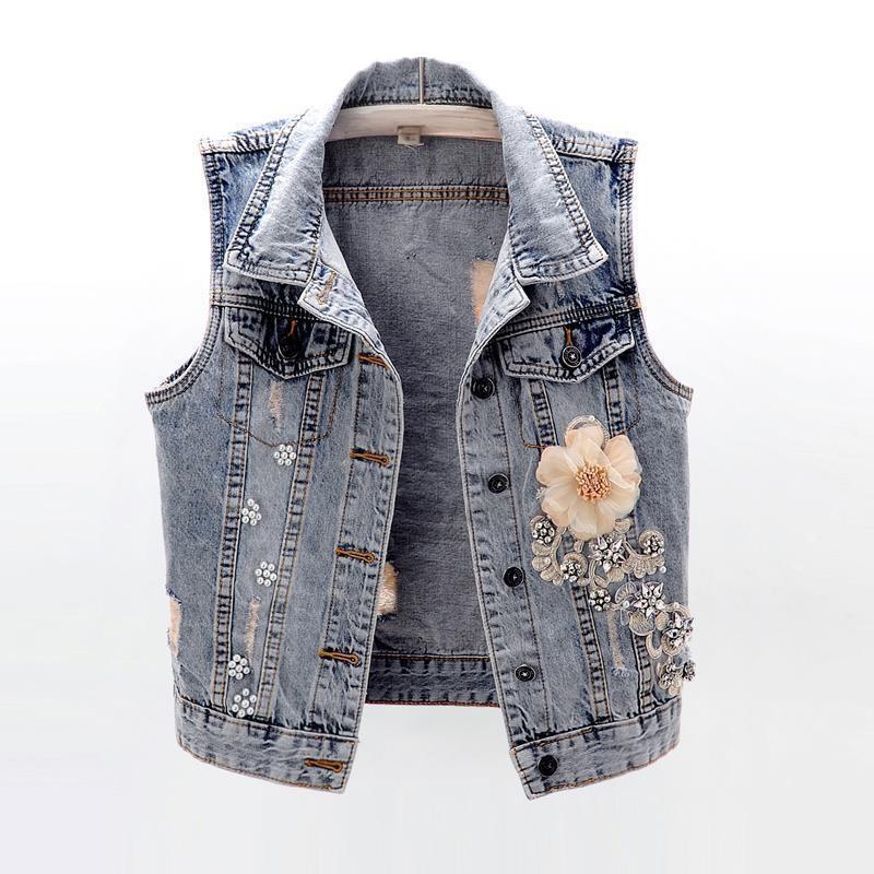Embellished Denim Vest