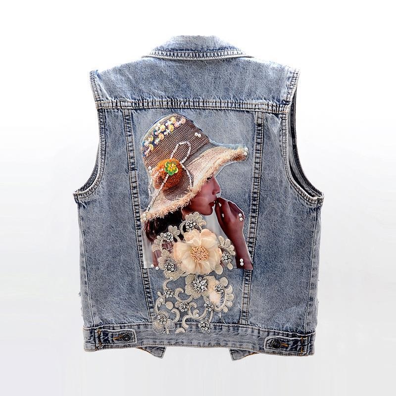 Embellished Denim Vest