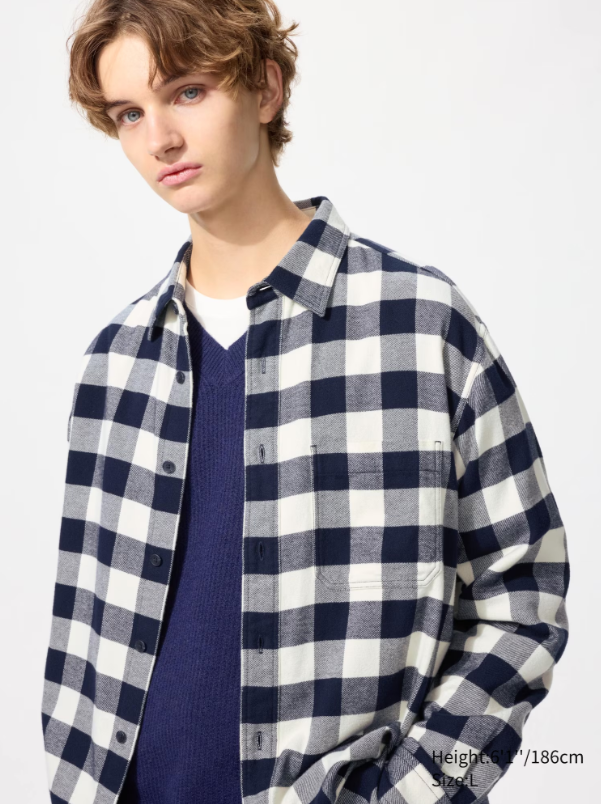 Flannel Checked Shirt Long Sleeve Regular Collar