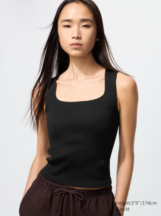 Ribbed Square Neck Bra Top