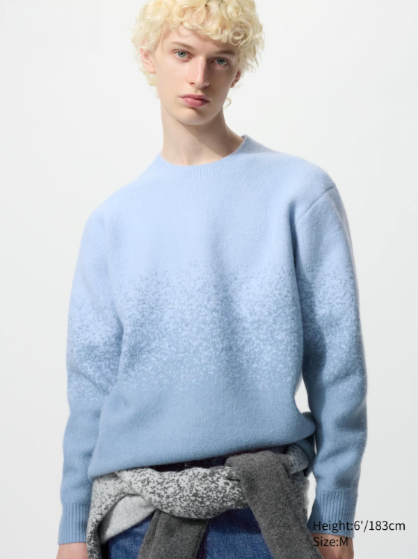 Souffle Yarn Gradient Crew Neck Sweater