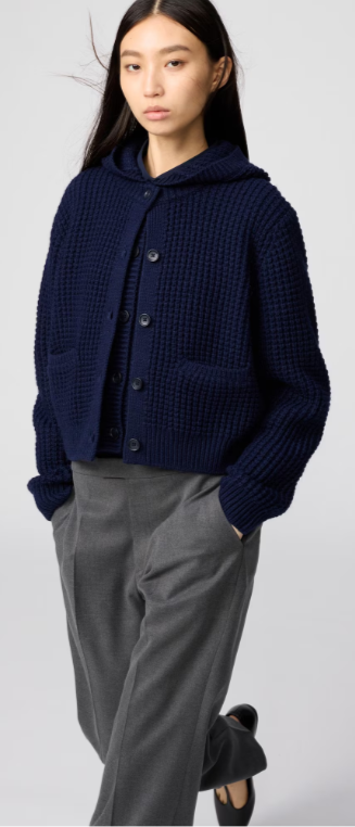 Waffle Knit Crew Neck Cardigan