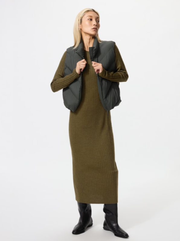 Merino Blend Wide Ribbed Knit Dress