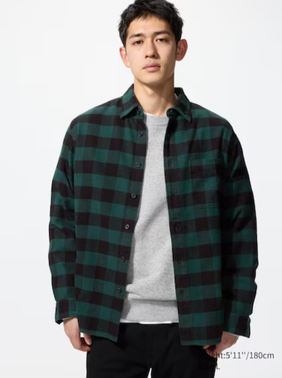 Flannel Checked Shirt Long Sleeve Regular Collar