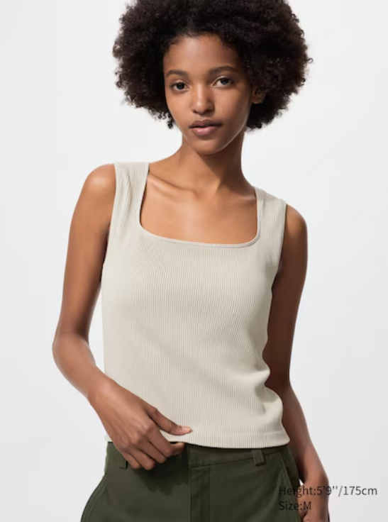 Ribbed Square Neck Bra Top