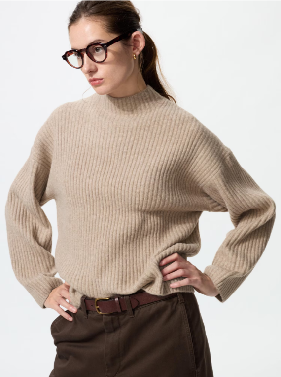 Souffle Yarn Mock Neck Sweater