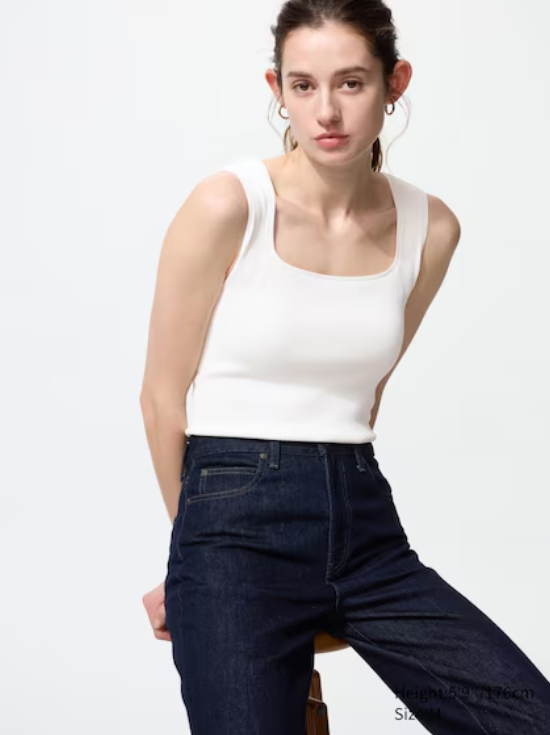 Ribbed Square Neck Bra Top