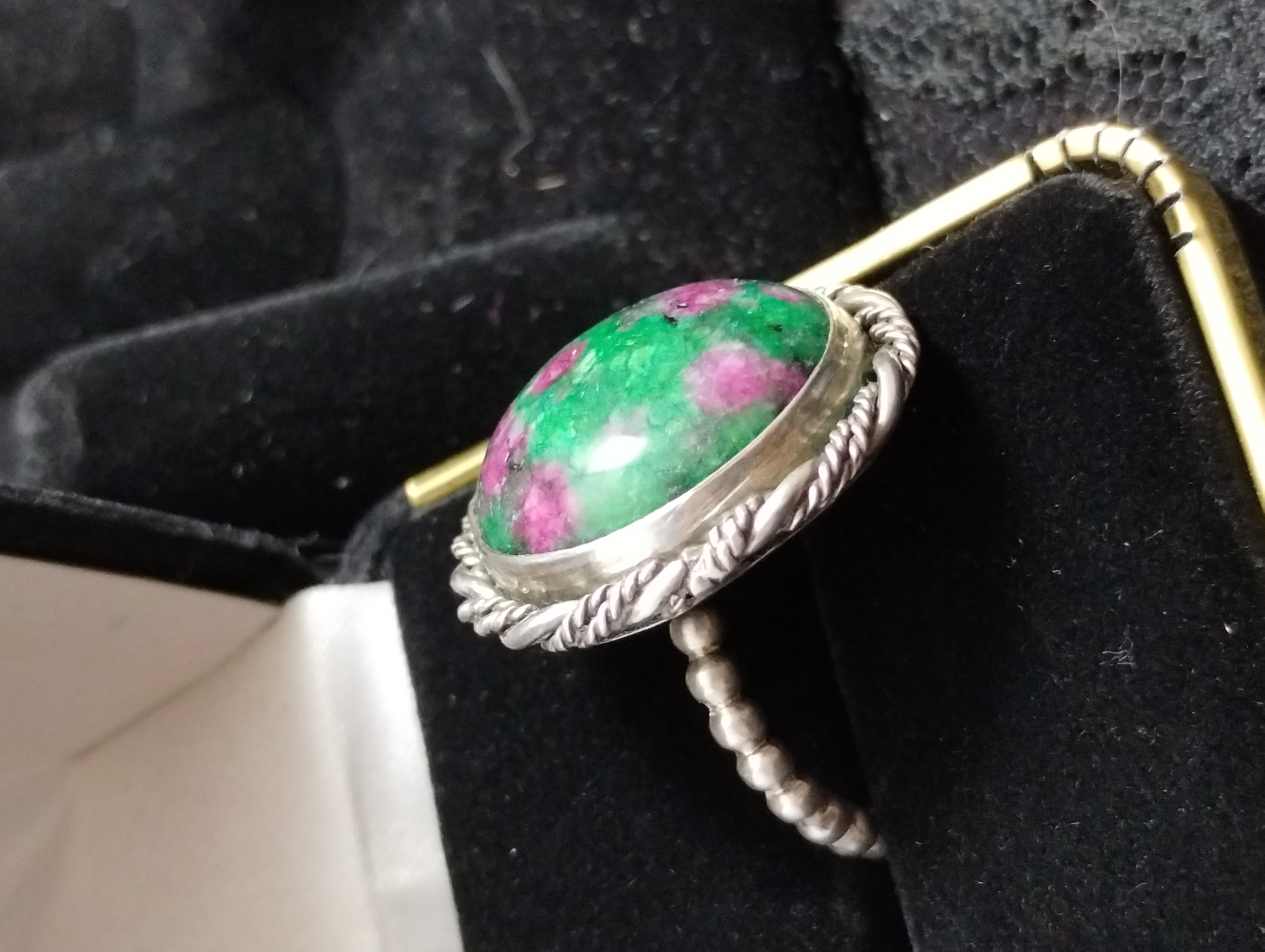 Ruby Zoisite Sterling Silver Ring - size 7.5
