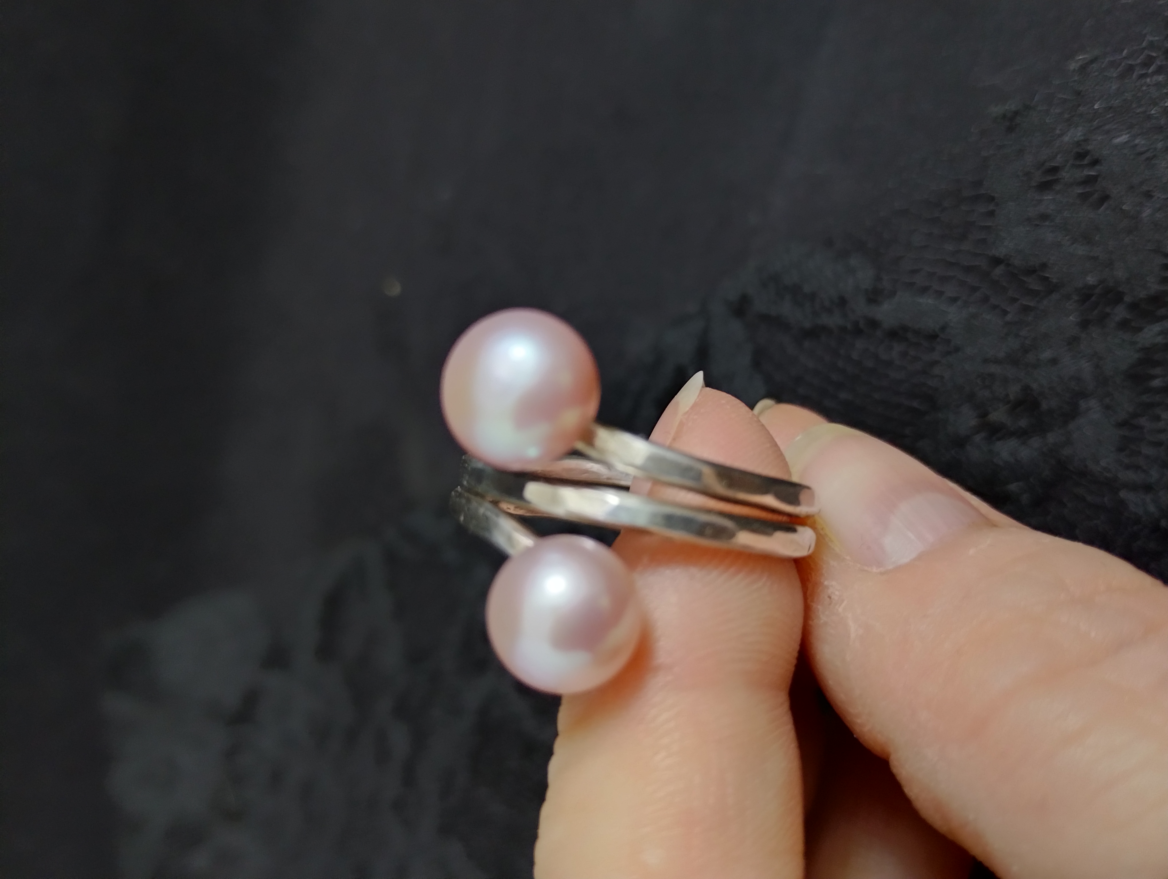 Twin Lavendar Pearl Ring - size 9.5 adjustable