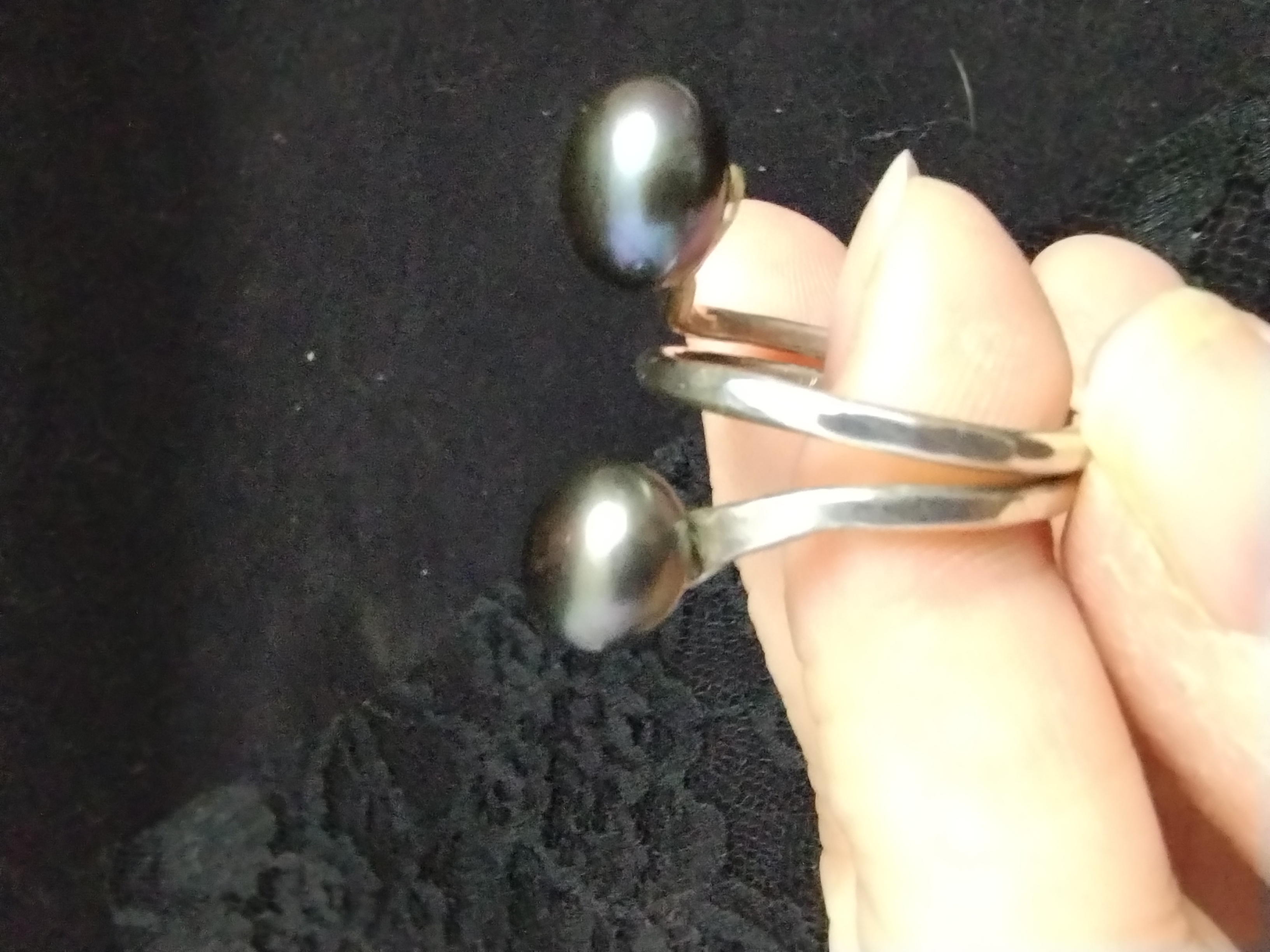 Black Pearl Ring - size 10 adjustable