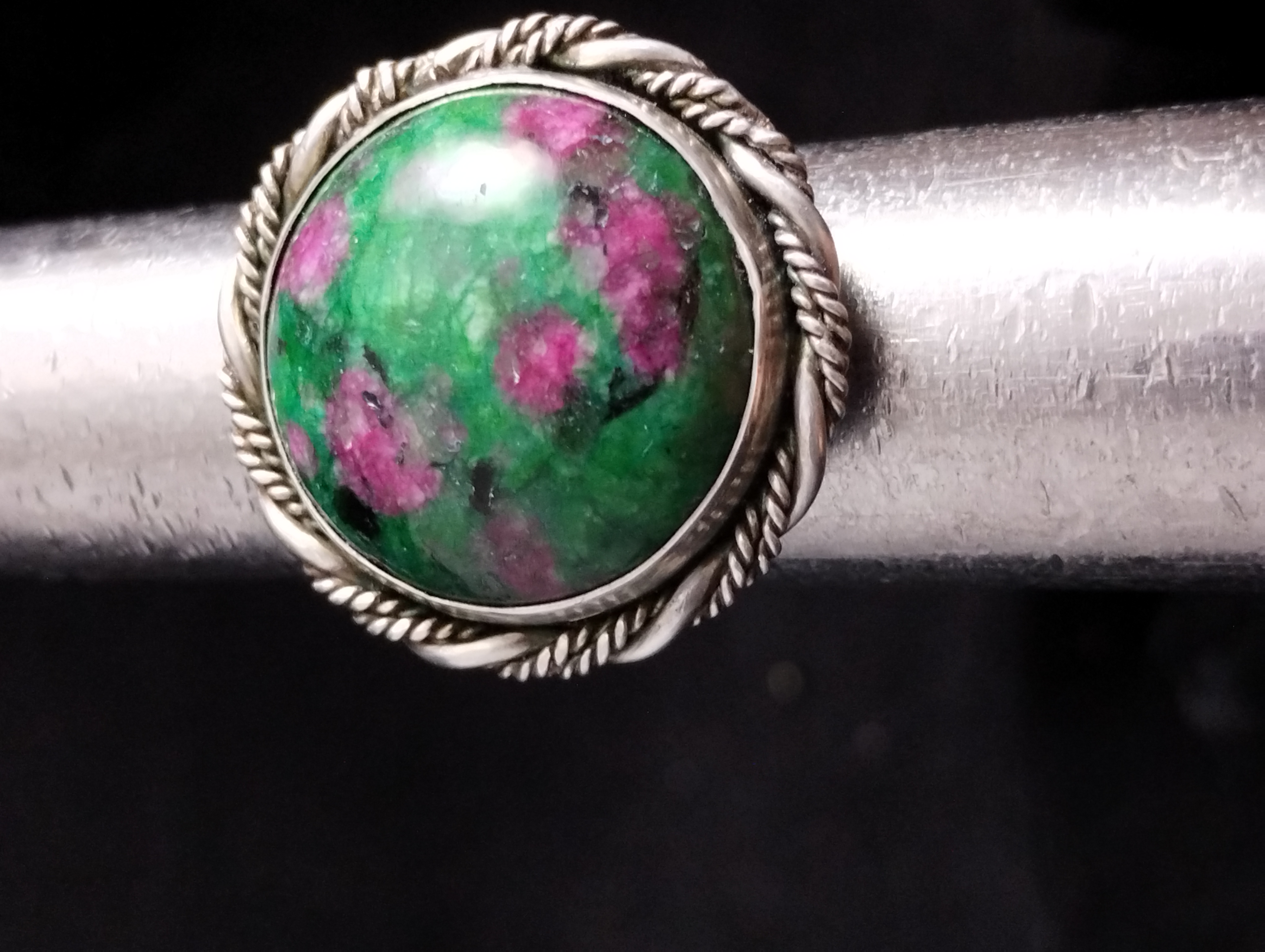 Ruby Zoisite Sterling Silver Ring - size 7.5