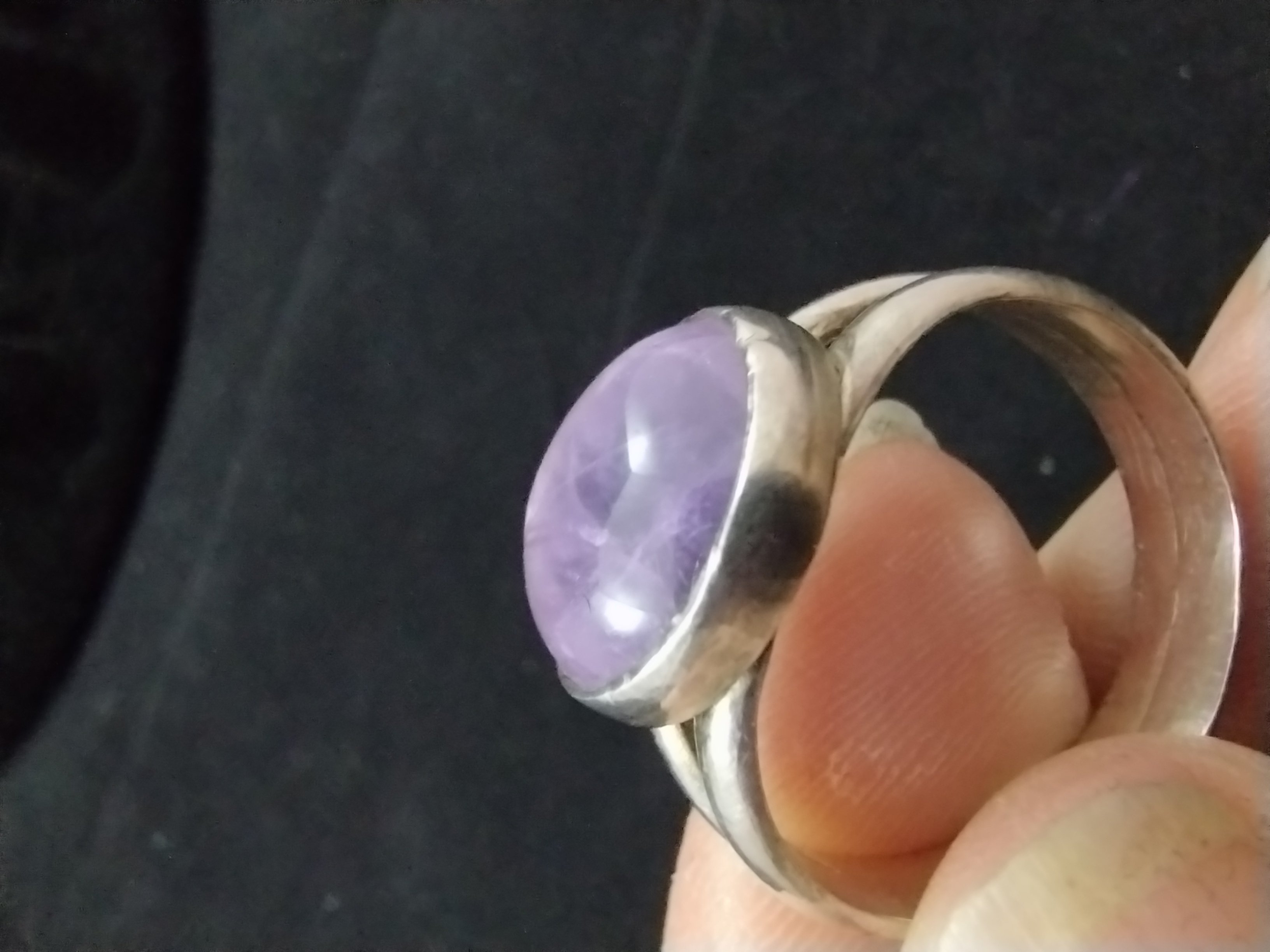 Amethyst Silver Ring - size 7.75