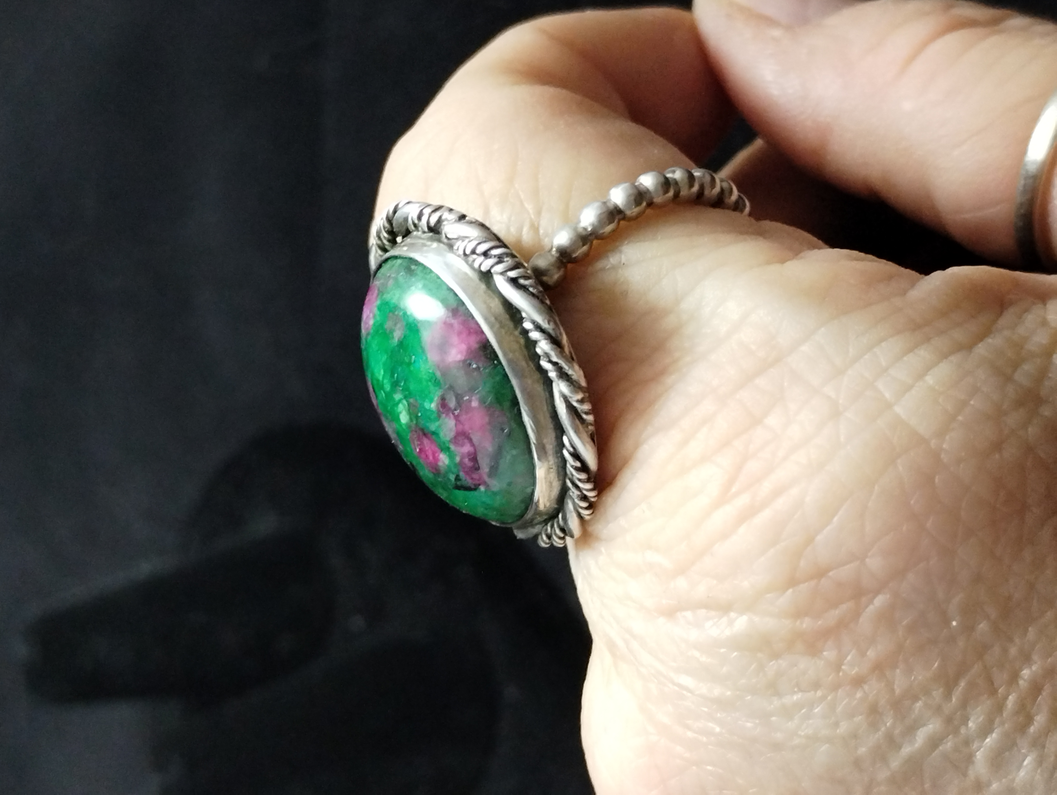 Ruby Zoisite Sterling Silver Ring - size 7.5