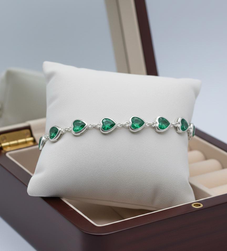 Pulseira de  corações verde