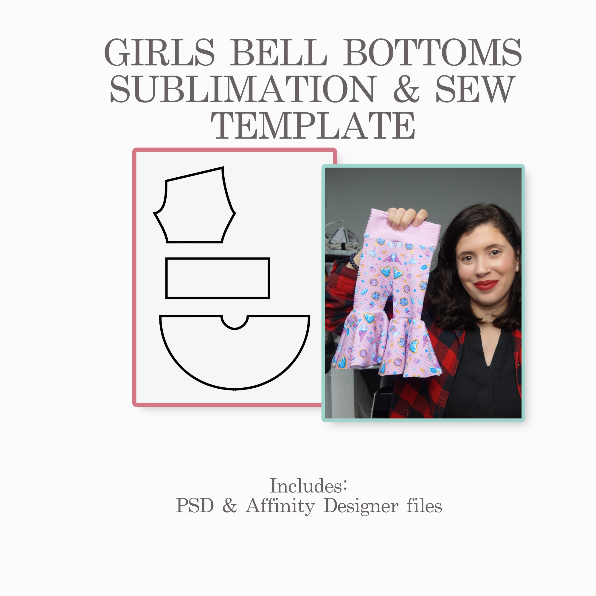 Girls Bell Bottoms Sublimation & Sew Template