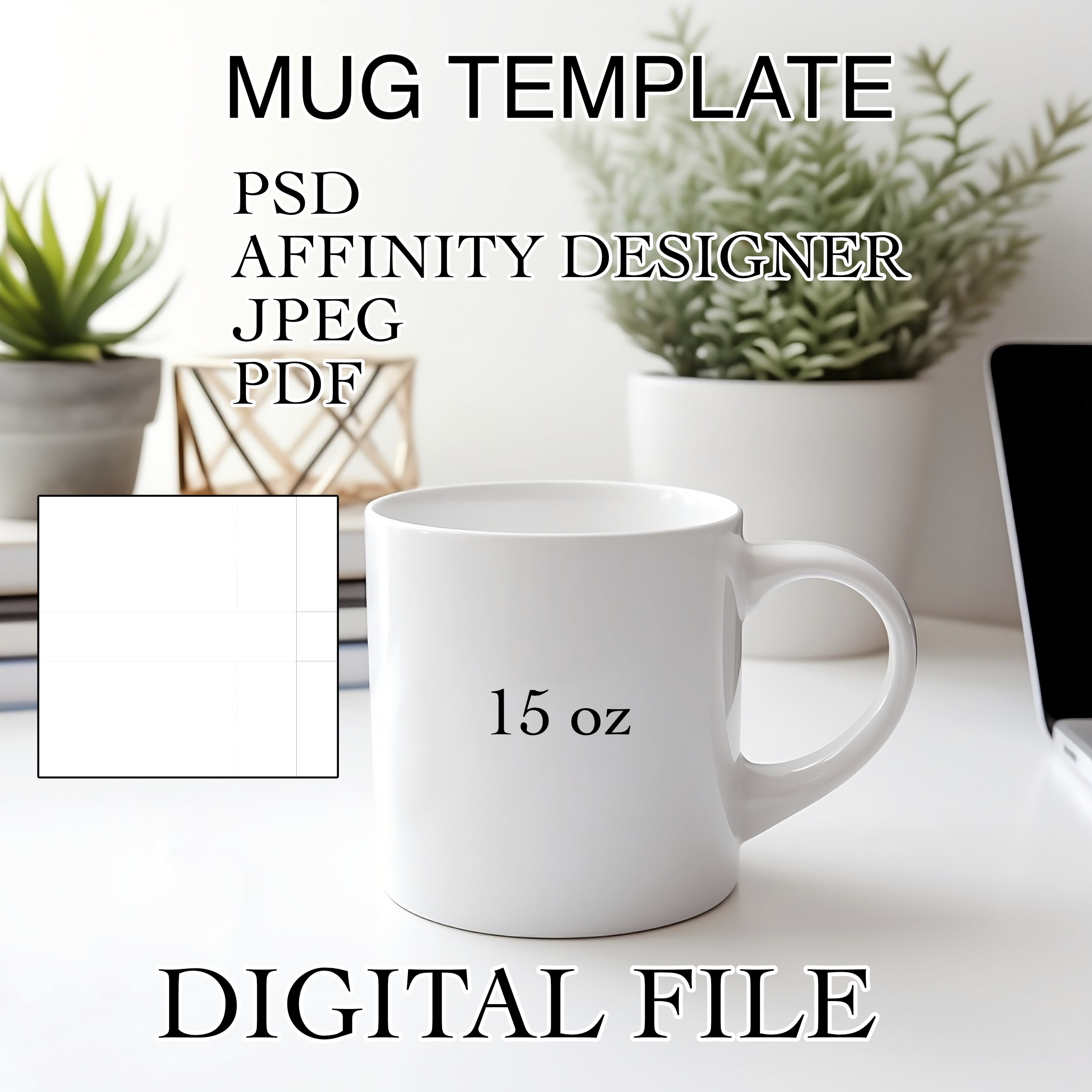 15 oz Mug Template Digital File for sublimation
