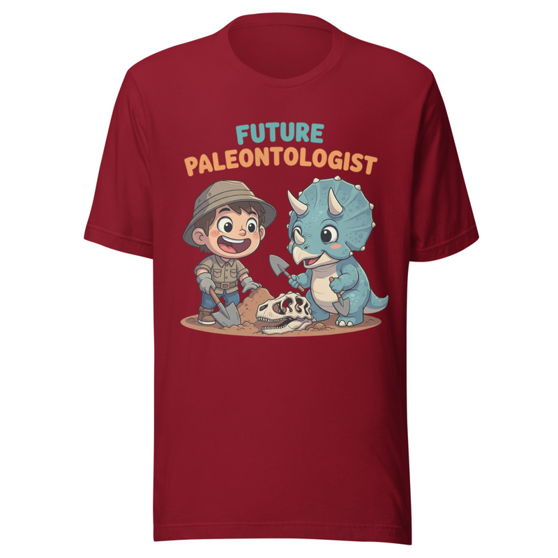 Future Paleontologist Cartoon Dino Digging Kids Tee