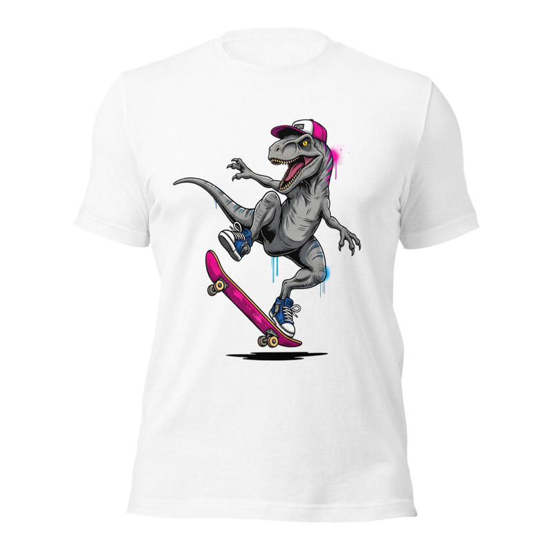 Skateboarding Velociraptor Street Art Dino