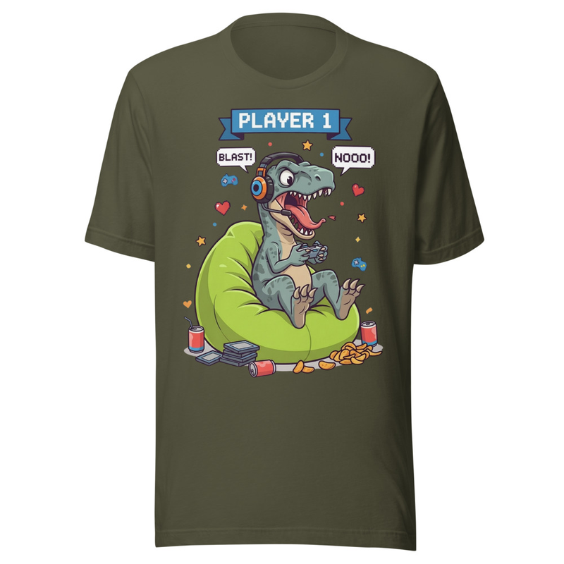 Gamer T-Rex: Player 1 Dinosaur Gaming
