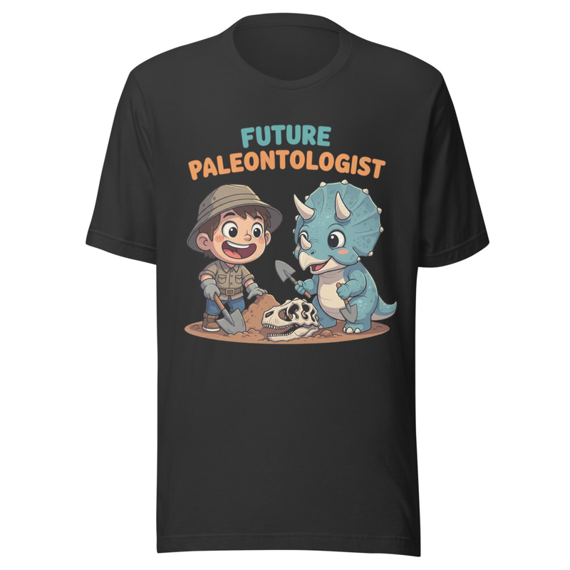 Future Paleontologist Cartoon Dino Digging Kids Tee