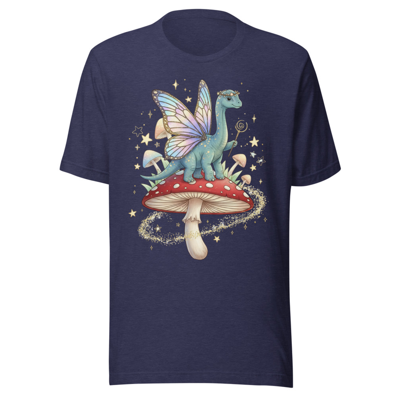 Whimsical Dino Fairy on a Mushroom with Sparkles