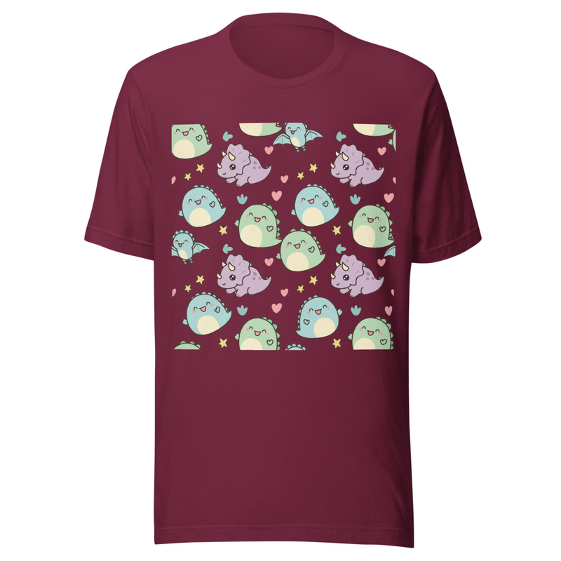 Kawaii Pastel Dinosaur Friends Seamless Pattern