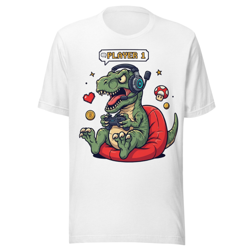 Pixel Player 1 Dino Gamer