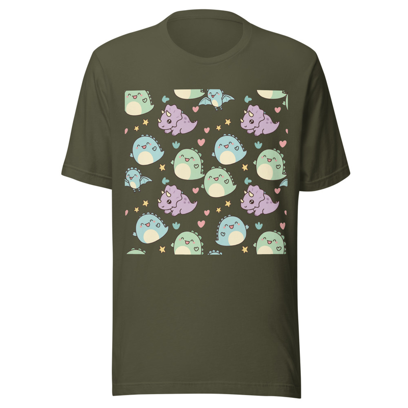 Kawaii Pastel Dinosaur Friends Seamless Pattern