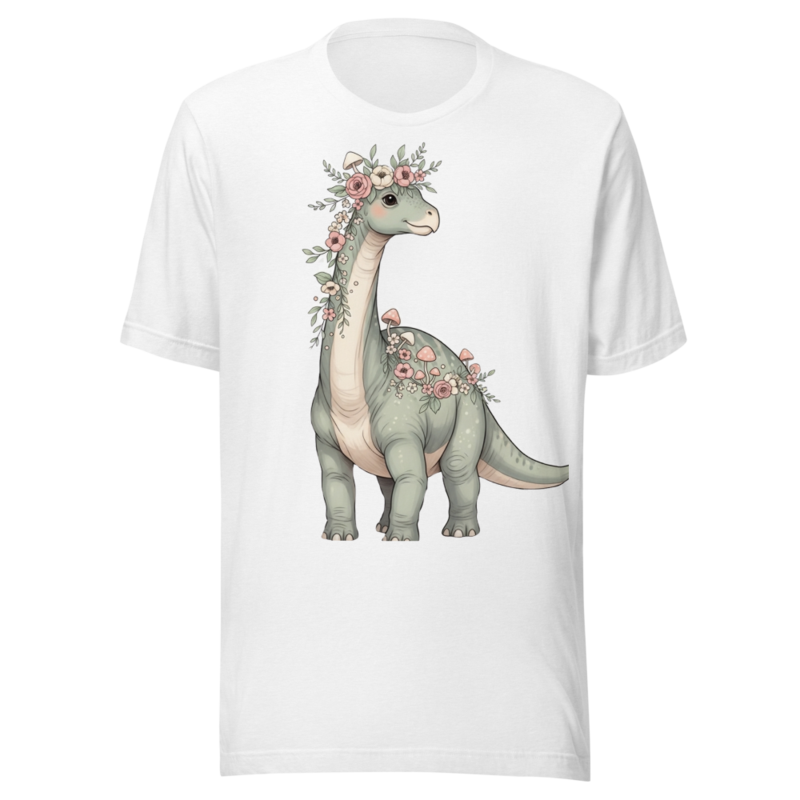 Whimsical Floral Dinosaur with Mushroom Crown