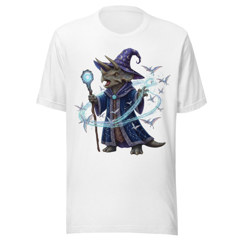 Mystic Triceratops Wizard Unleashing Cosmic Power