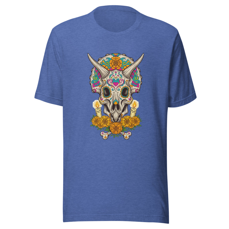 Vibrant Triceratops Sugar Skull Day of the Dead