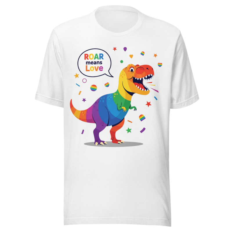 Roar Means Love Rainbow T-Rex Pride Illustration