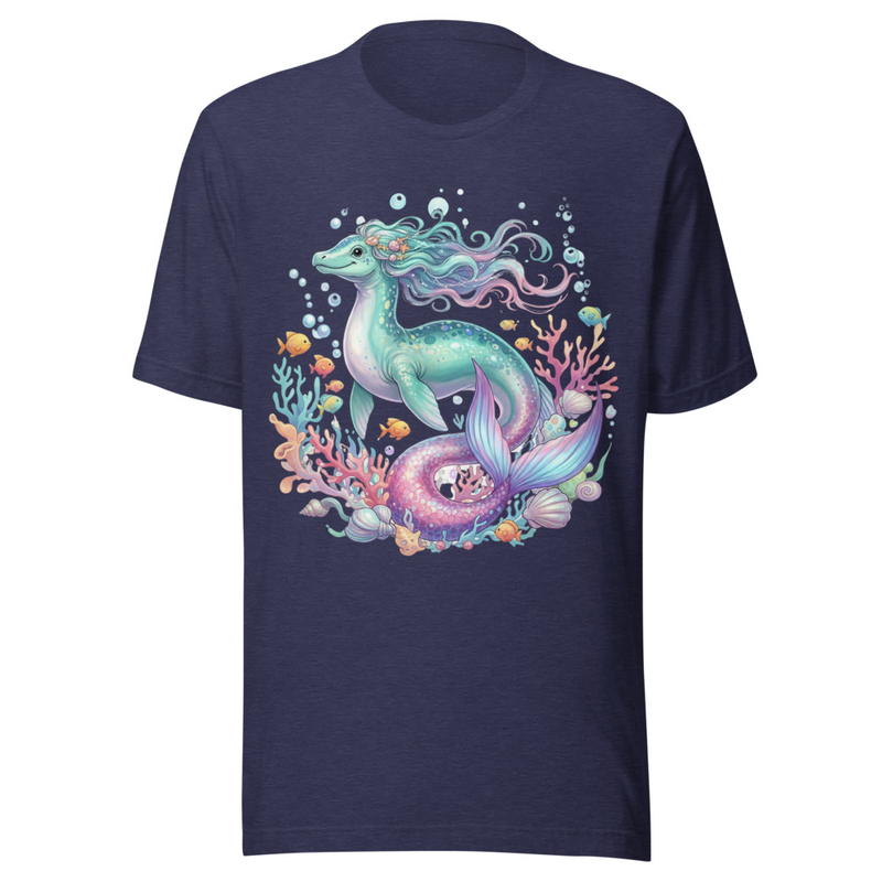 Whimsical Plesiosaur Mermaid Ocean Fantasy Art